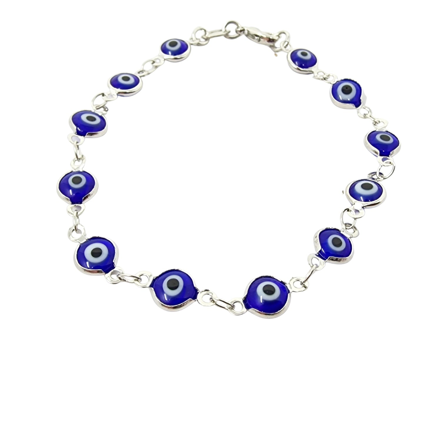 Blue Evil Eye Silver Protection Spiritual Bracelet