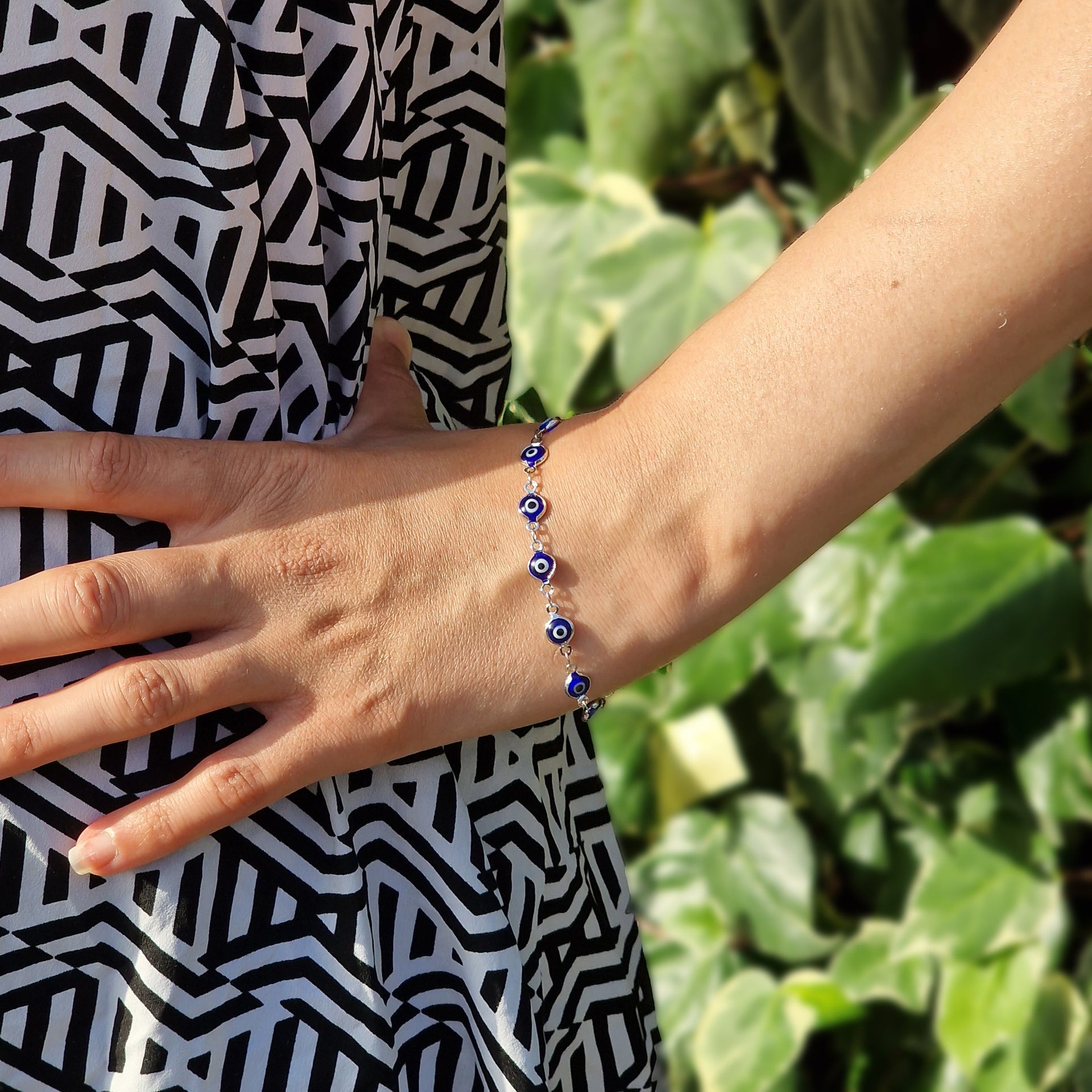 Blue Evil Eye Silver Protection Spiritual Bracelet