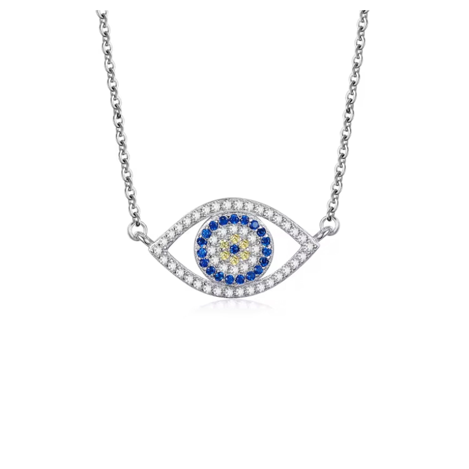 Evil Eye Sapphire And Lab Grown Diamonds Necklace