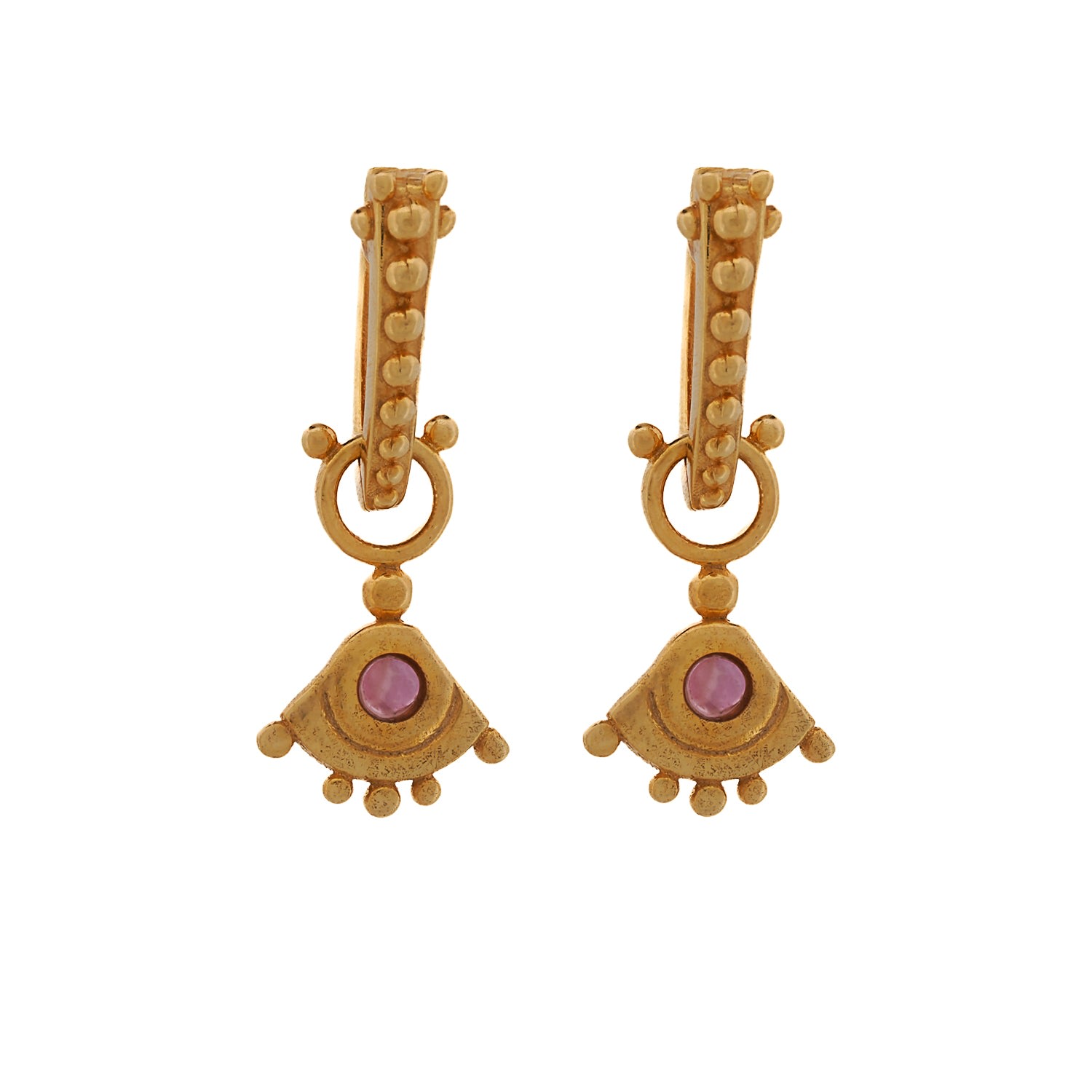 Evil Eye Sterling Silver Tourmaline Gemstone Gold Earring - Gold