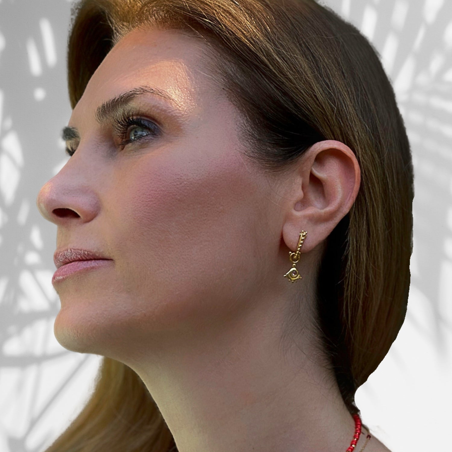 Evil Eye Sterling Silver Tourmaline Gemstone Gold Earring - Gold