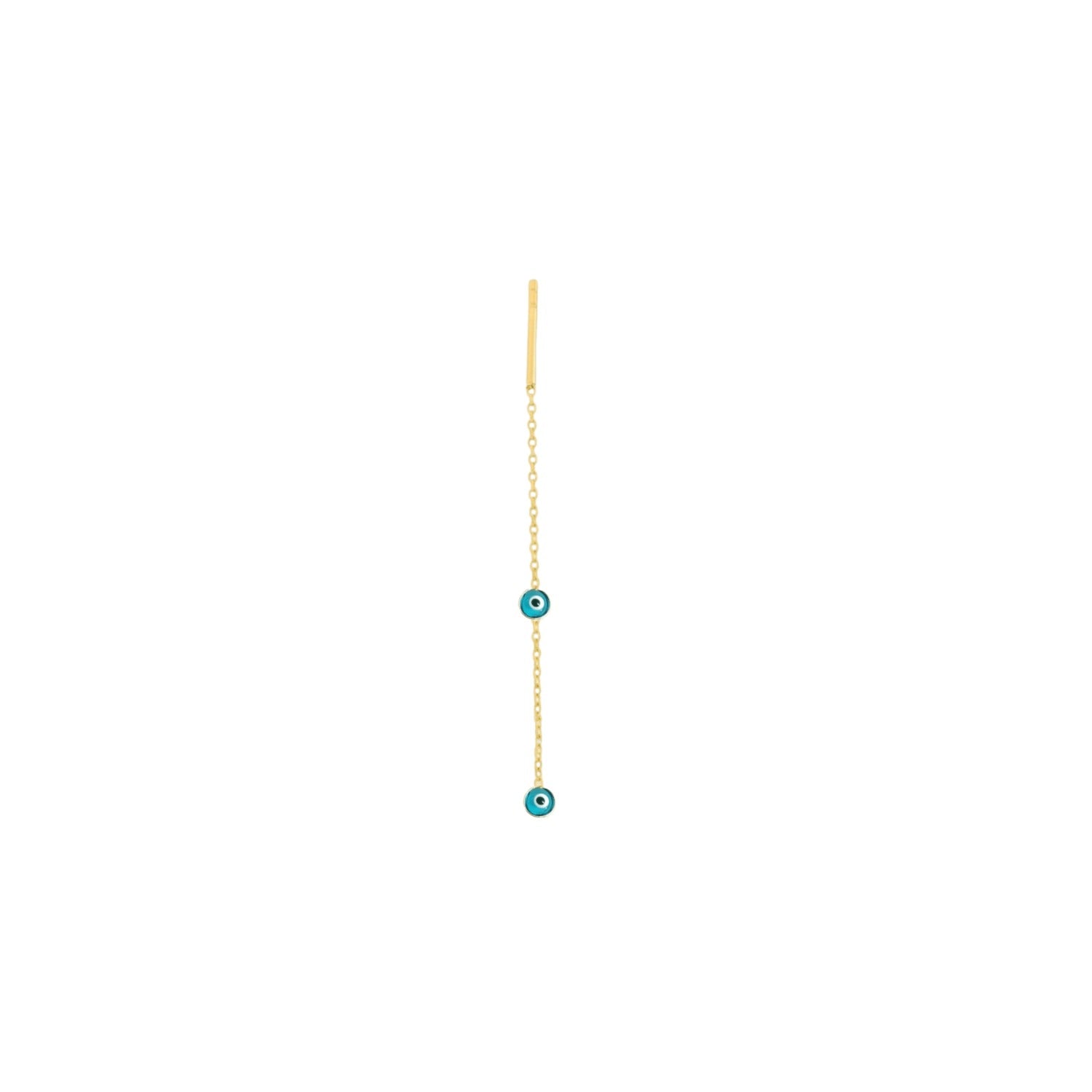 Evil Eye Threader Earrings – 14K Gold-Plated Sterling Silver Earrings
