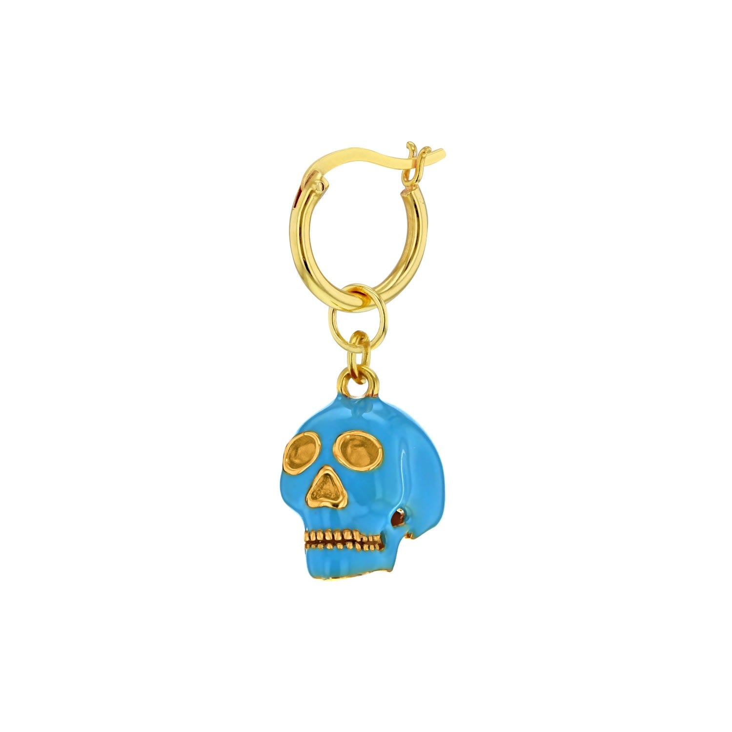 Turquoise Enamel & Gold Plated Mini Skull Pendant