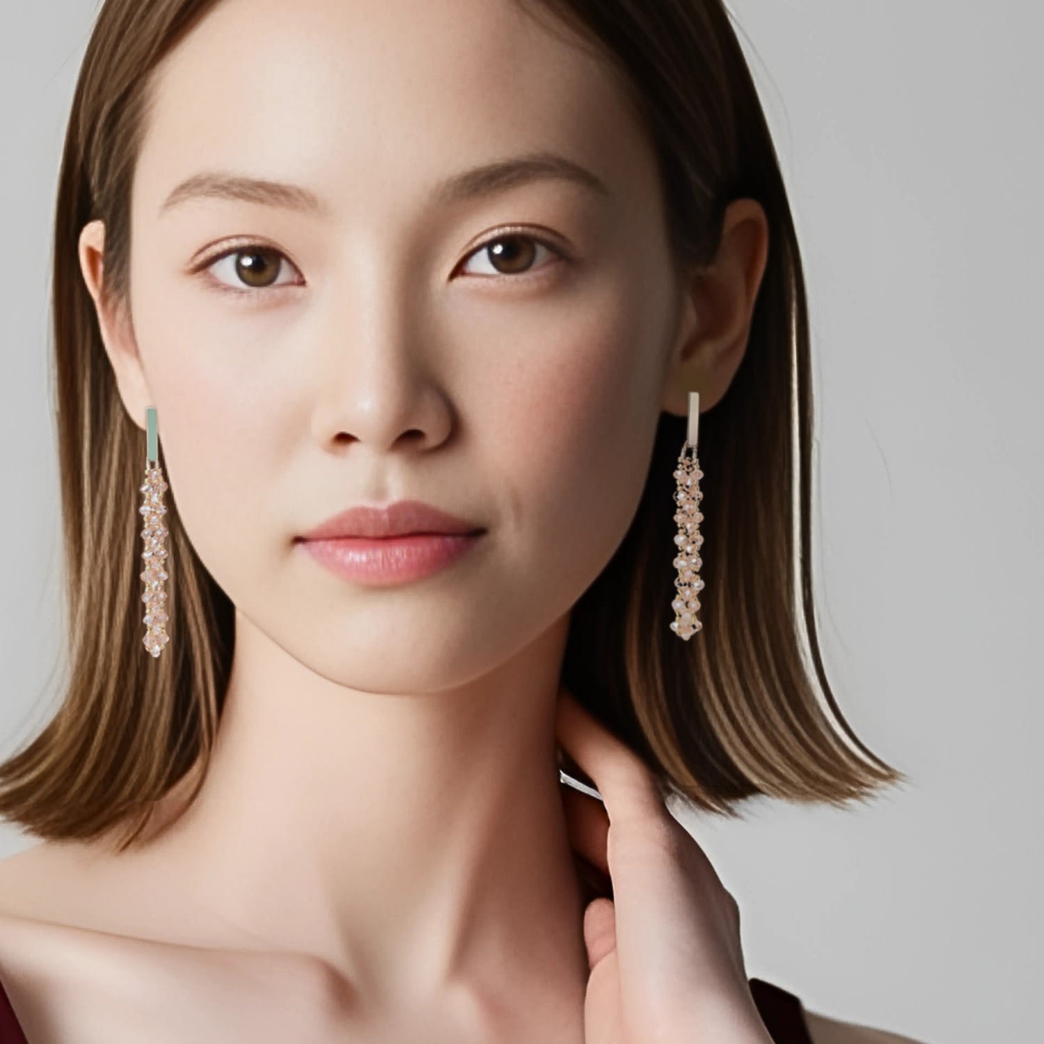 Evora Champagne Crystal Long Gold Earrings