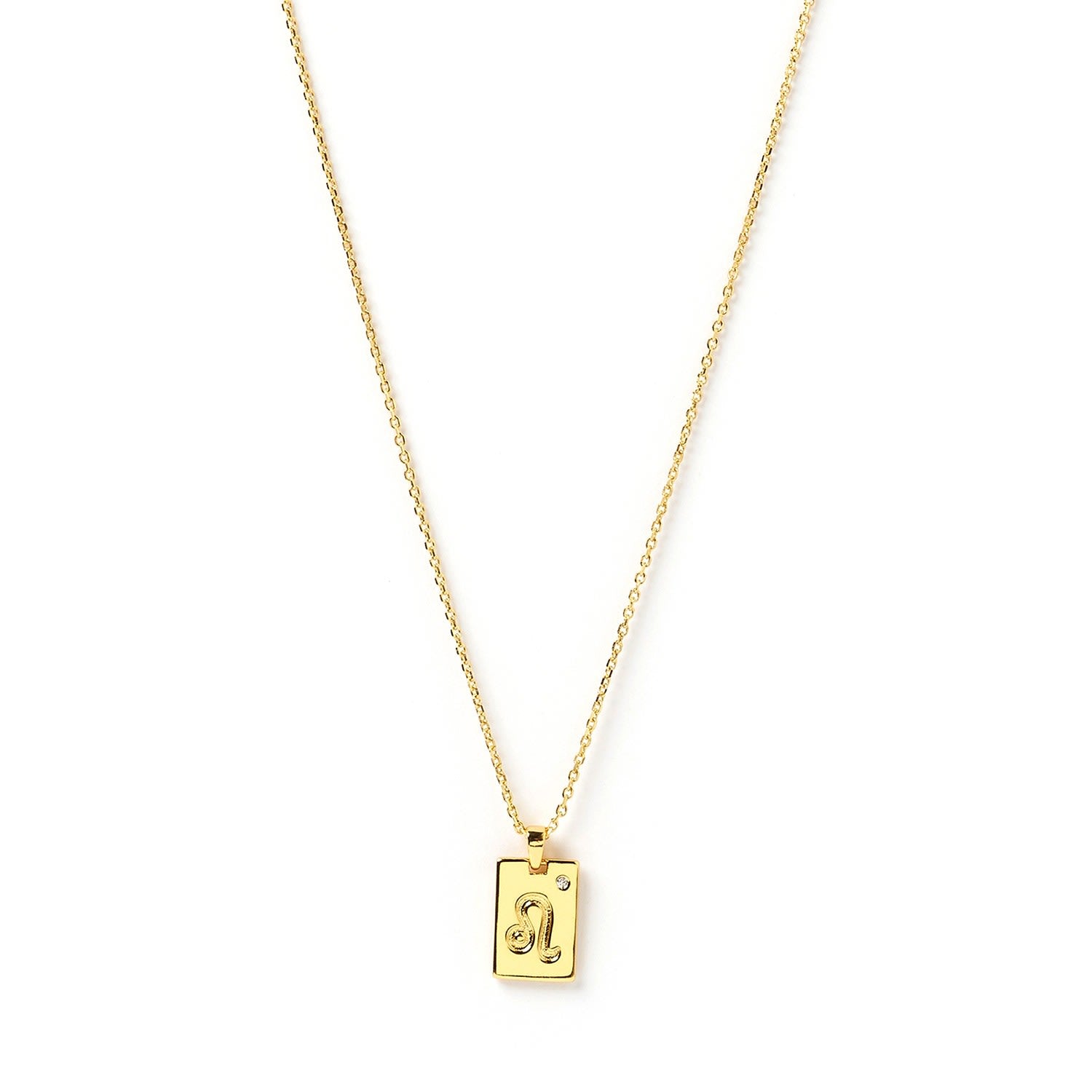 Leo Zodiac Gold Tag Necklace
