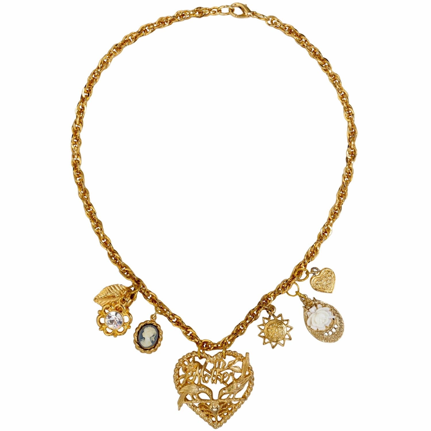 Exclusive Vintage Mother's Day Gold Plated Charm Necklace