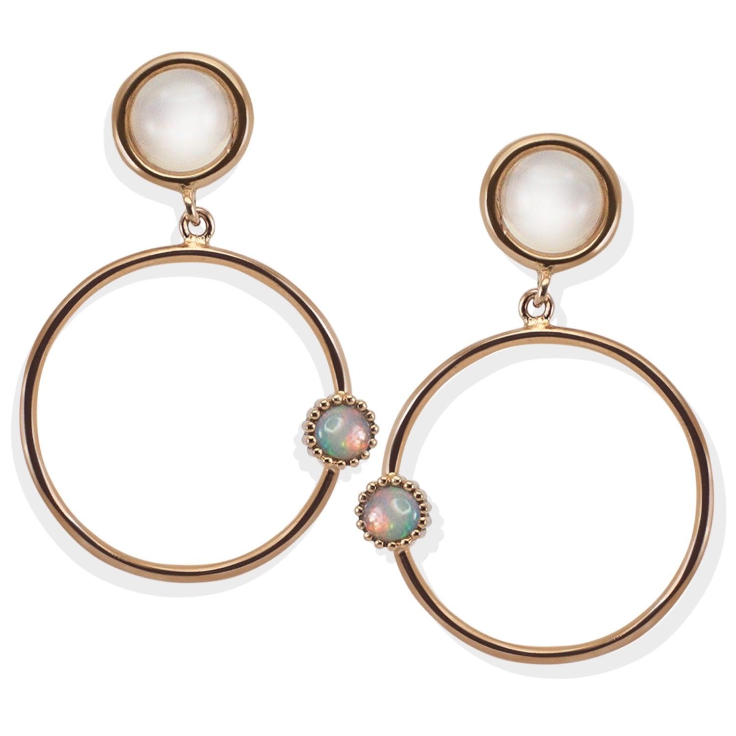 Satellite Rose Gold Vermeil Moonstone Hoops