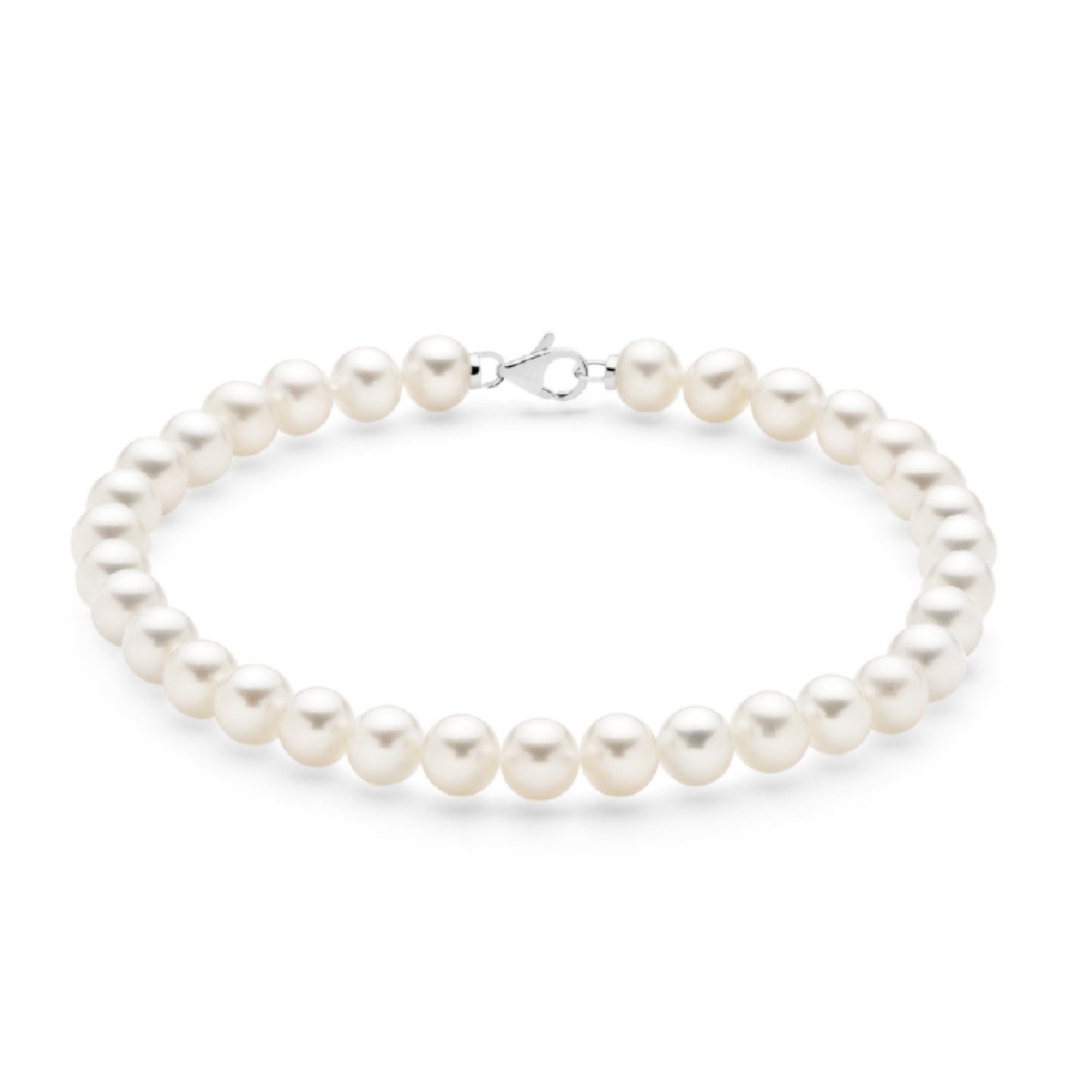 Exquisite Seven Millimeters Freshwater Pearl Bracelet With Eighteen Kt White Gold Clasp - Bold Elegance