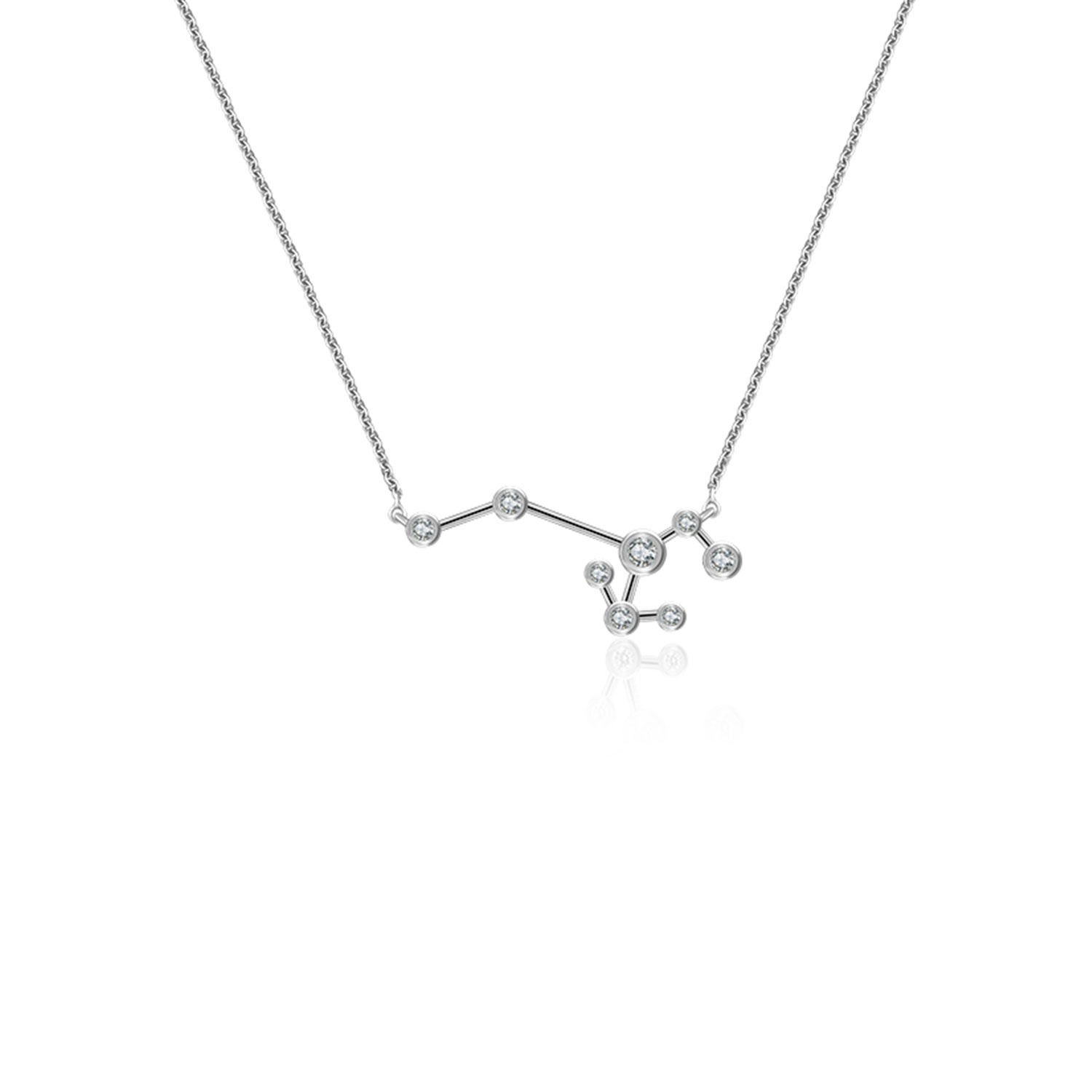 Sagittarius Zodiac Constellation Necklace 18K White Gold & Diamond