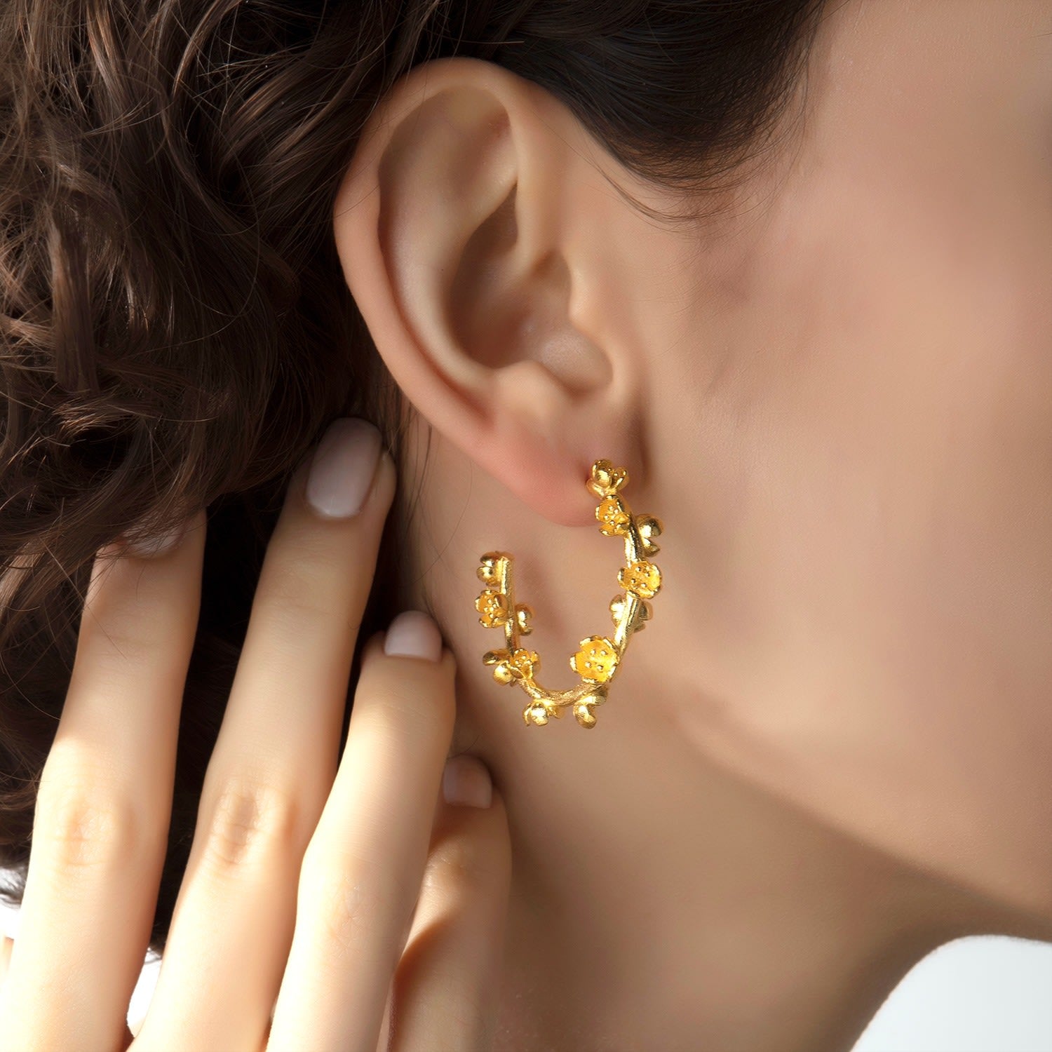 Large Gold Flower Hoop Earrings