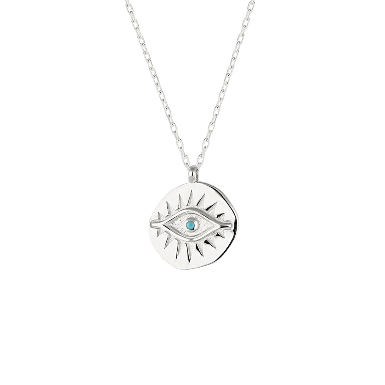 Eye Coin Sterling Silver Evil Eye Necklace - Silver