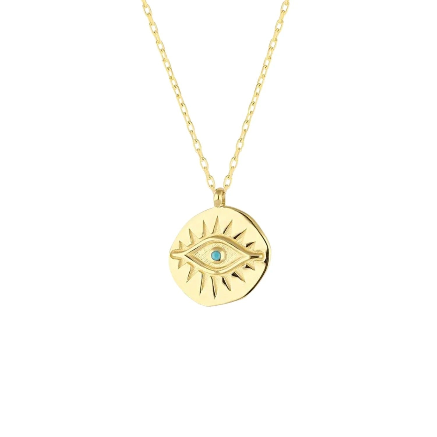 Eye Coin Sterling Silver Evil Eye Necklace - Gold