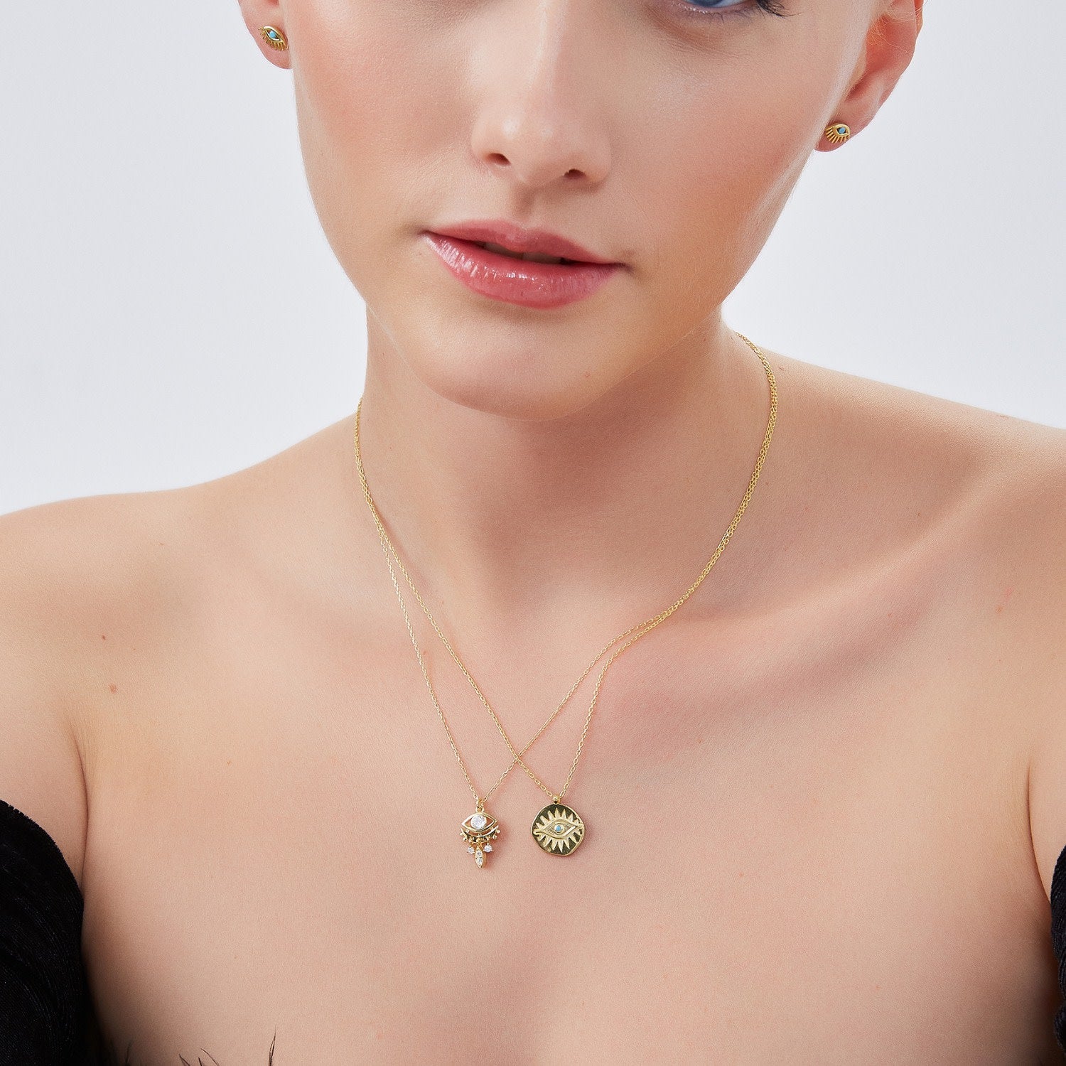 Eye Coin Sterling Silver Evil Eye Necklace