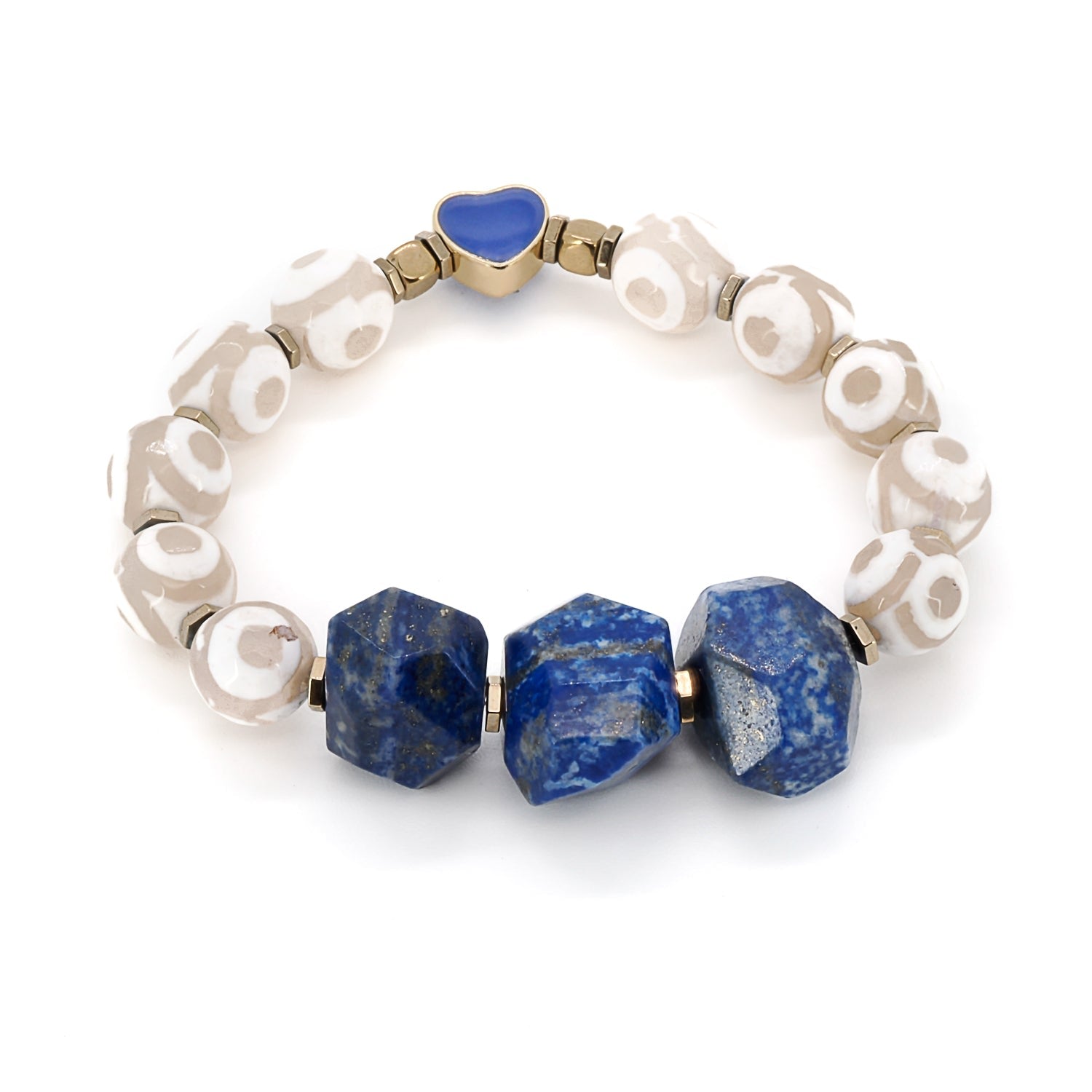 Eye Of Love Chunky Lapis Lazuli Beaded Bracelet - Blue