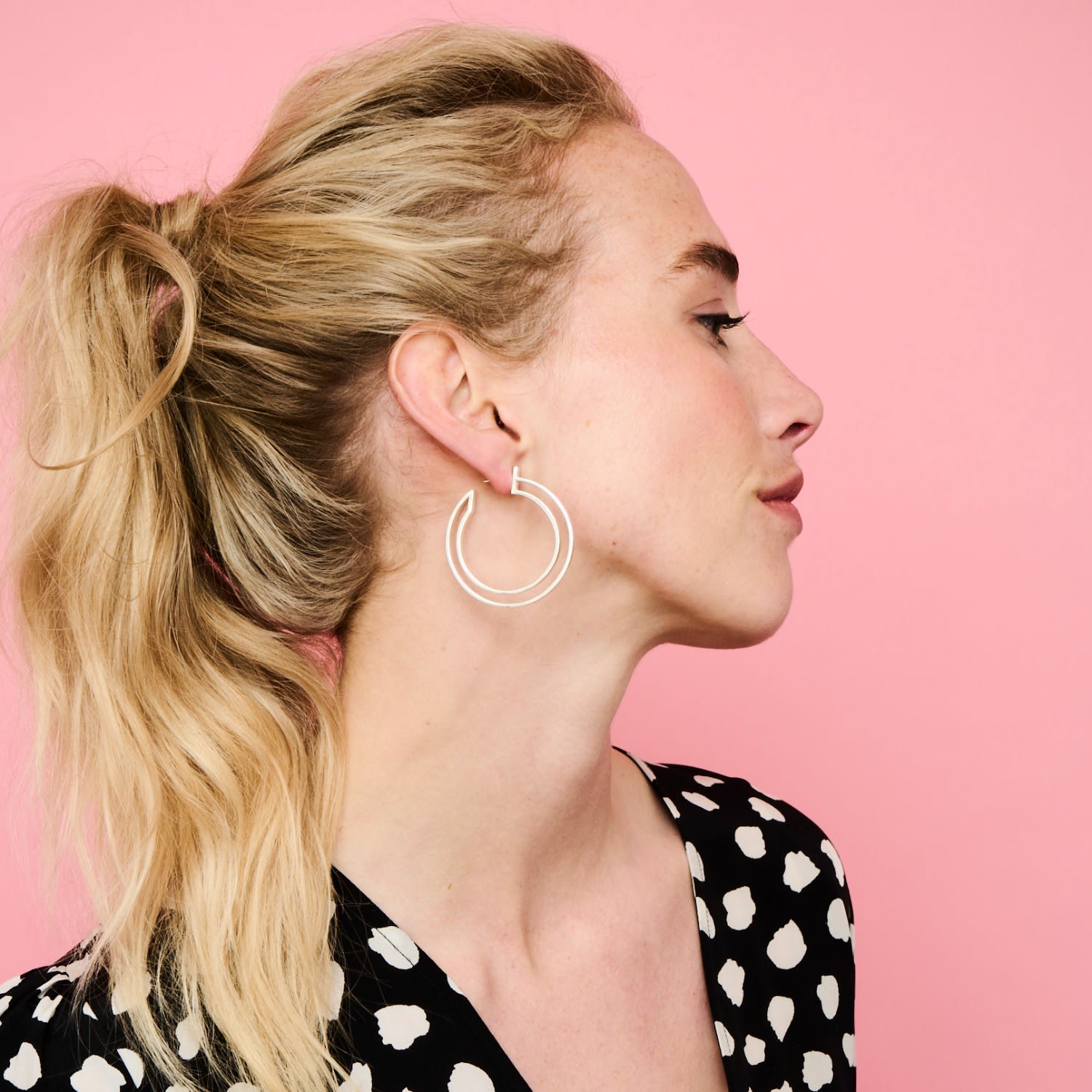 Large Double Hoops - Silver