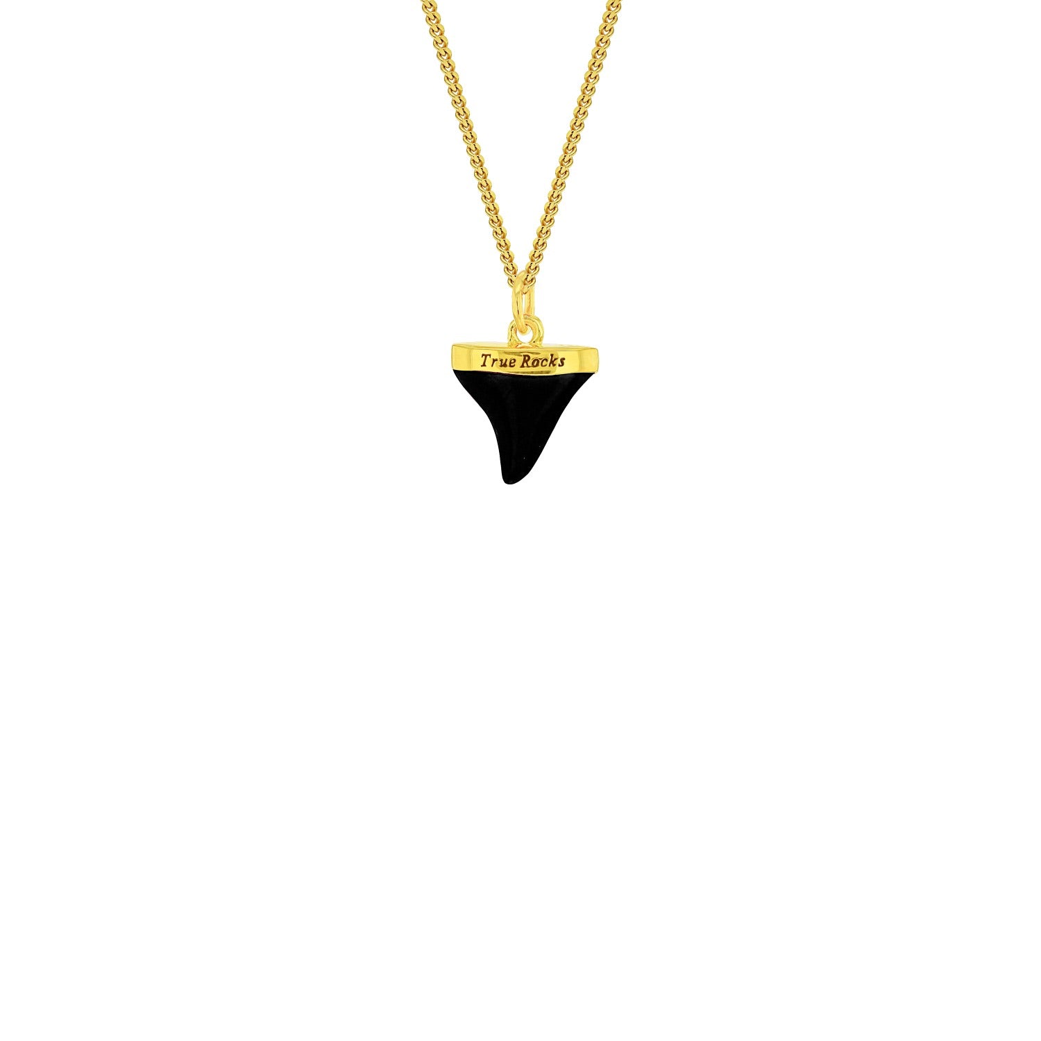 New Black Enamel & Gold-Plated Sharks Tooth Mini Pendant