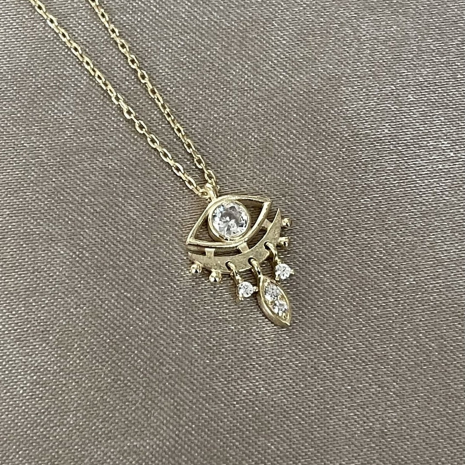 Eye Drop Necklace Sterling Silver - Gold