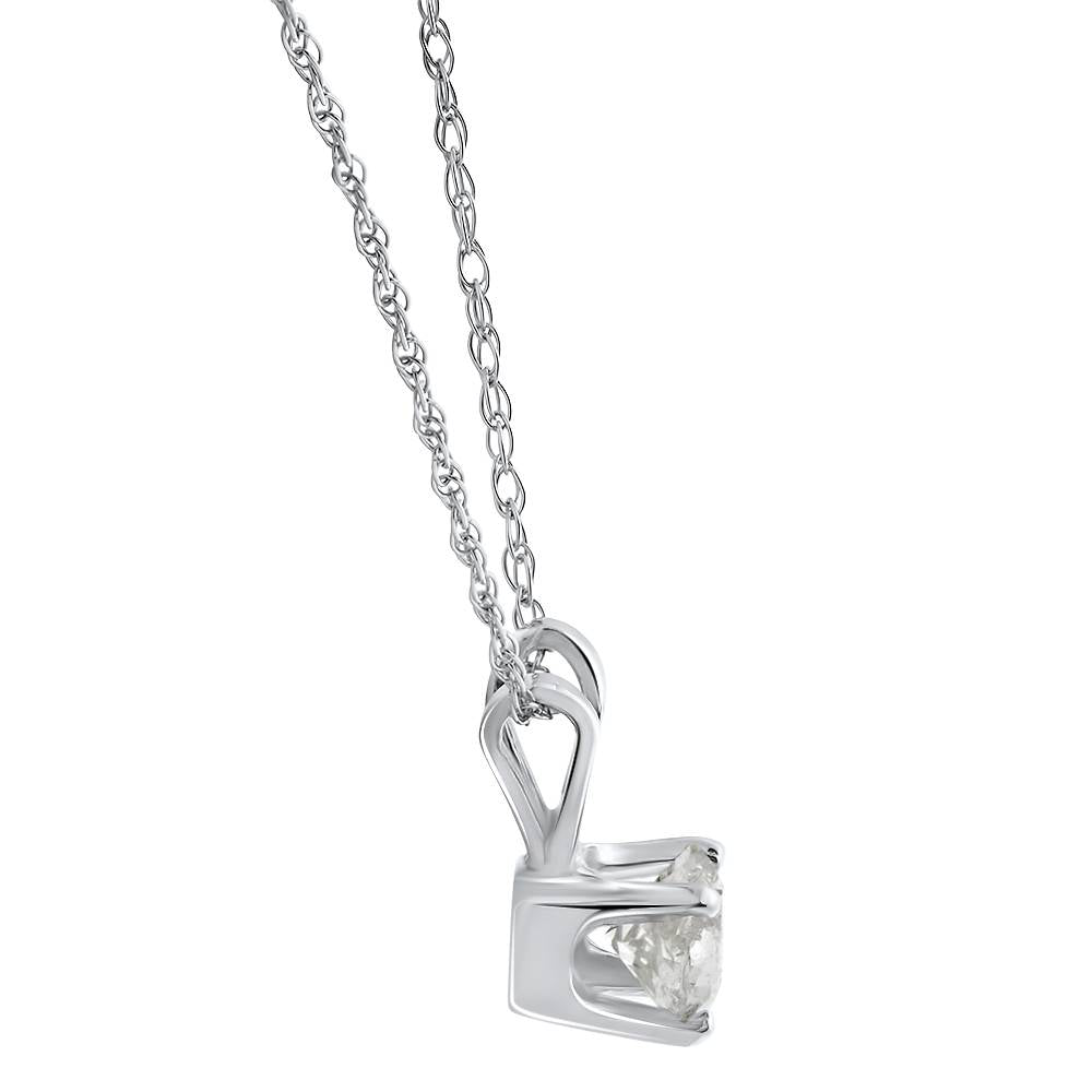 1/2CT Diamond Solitaire Pendant 14K White Gold & 18' Chain