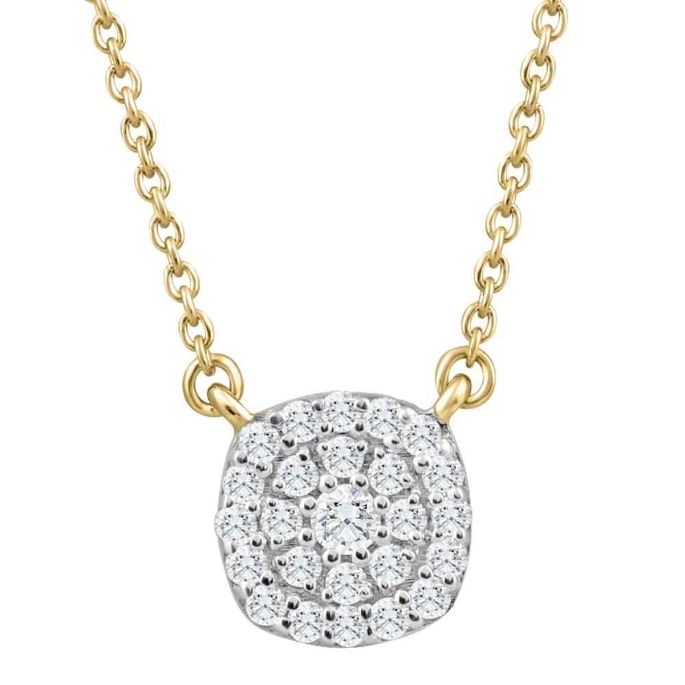 1/4 Ct Diamond Cushion Shape Pendant Lab Grown Yellow Gold Women's Necklace
