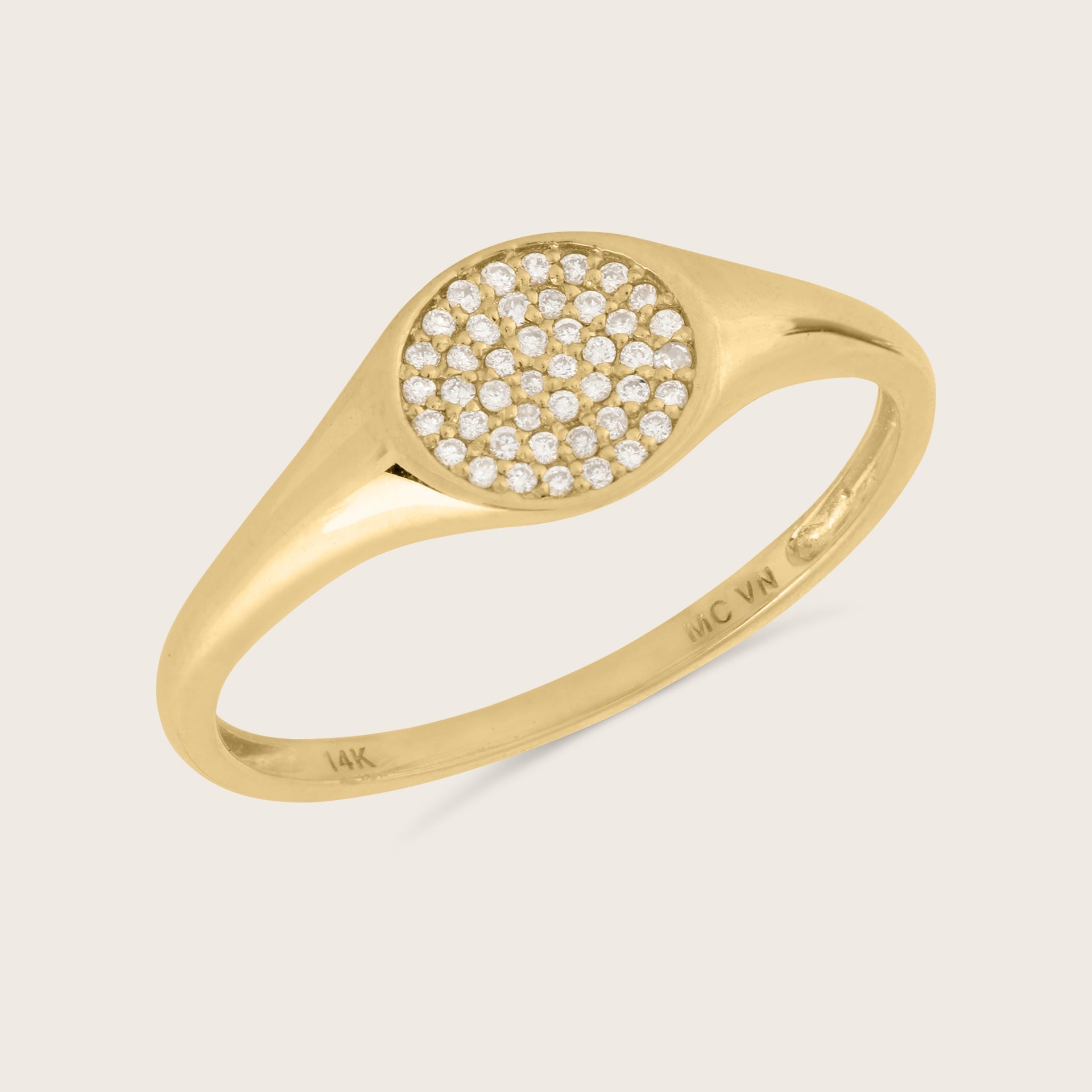 14k Yellow Gold Lab Grown Diamond Signet Ring