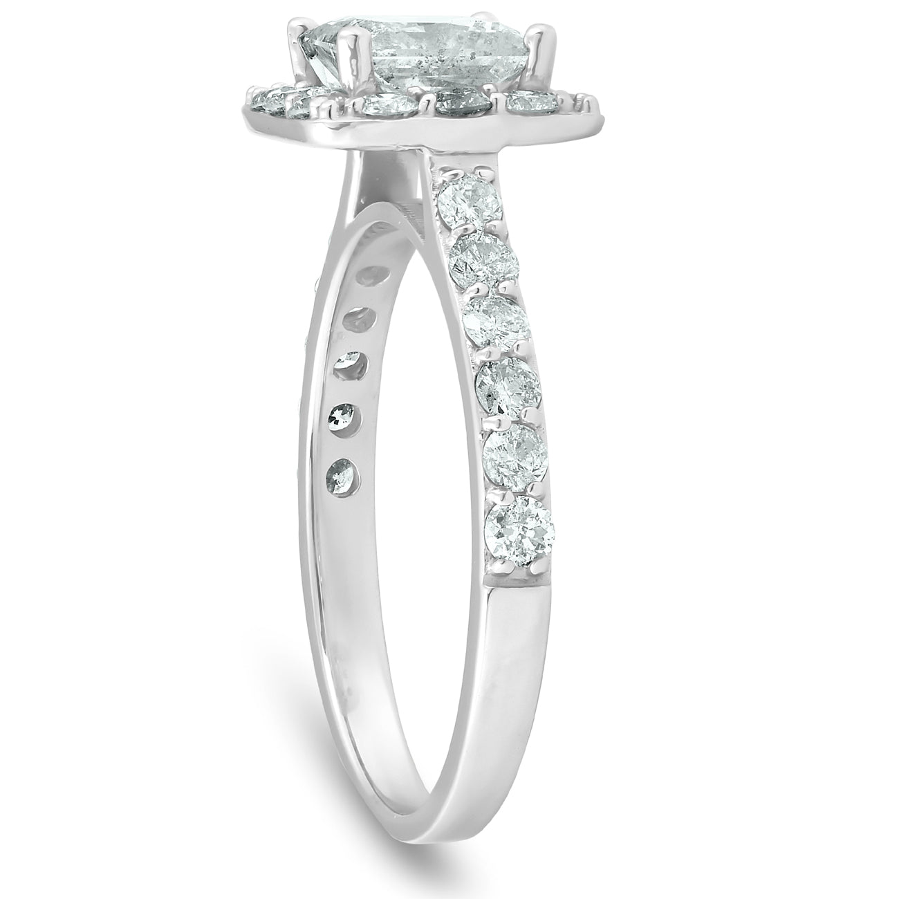 2 Ct Diamond Princess Cut Halo Engagement Ring 14k White Gold