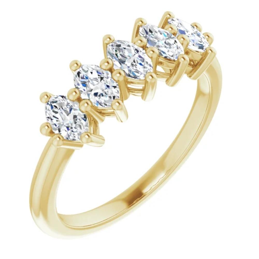 1Ct Five Stone Marquise Diamond Wedding Ring in 14k White or Yellow Gold