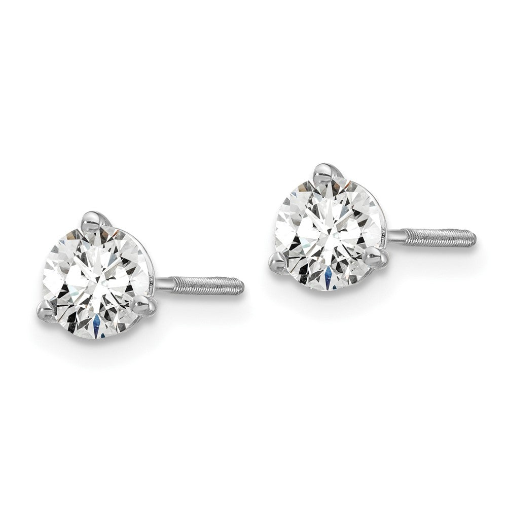 14k White Gold 3/4 CT Round Lab Grown Diamond Stud Earrings Screw Back VS Clarity D-E Color