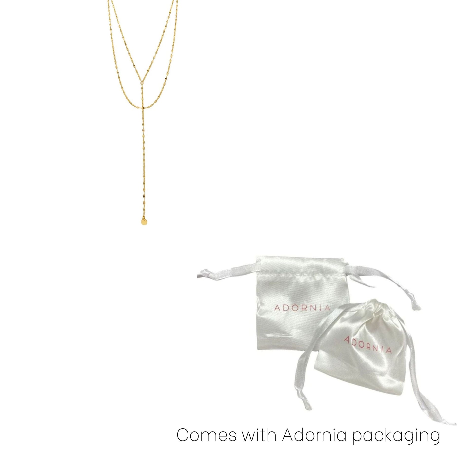 Tarnish Resistant 14k Gold Plated Y-necklace With Double Layer Chain