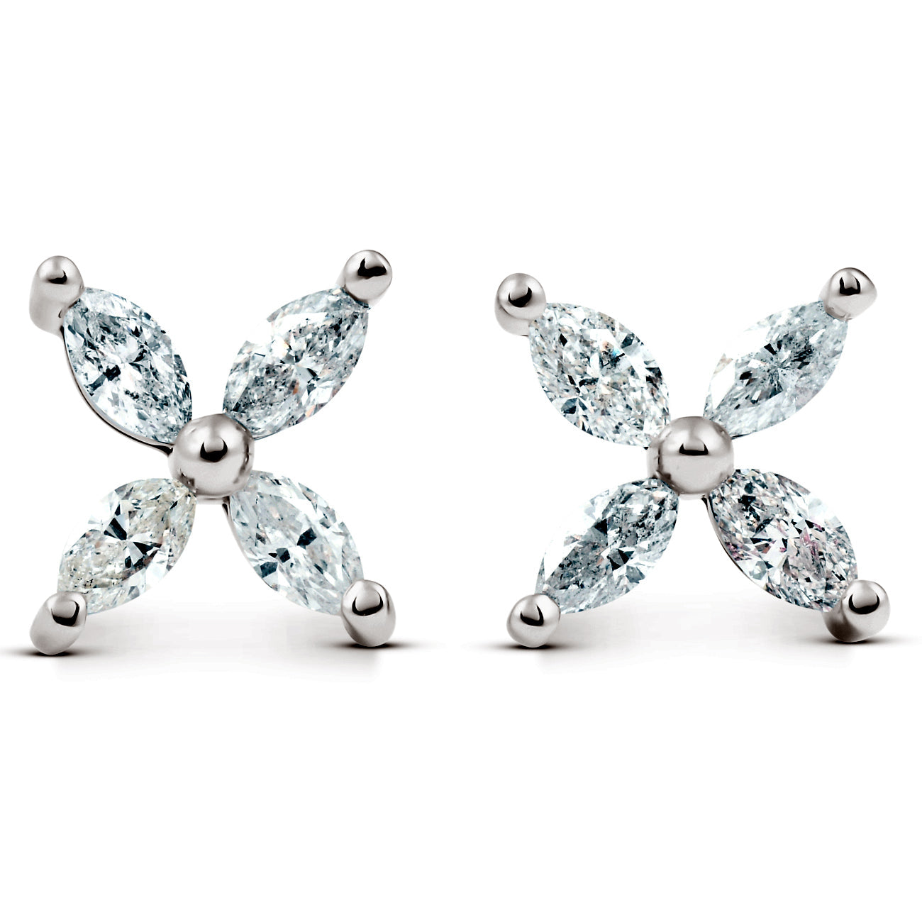 5/8 ct Diamond Eight-Stone Marquise Studs 14K White Gold Women's Earrings