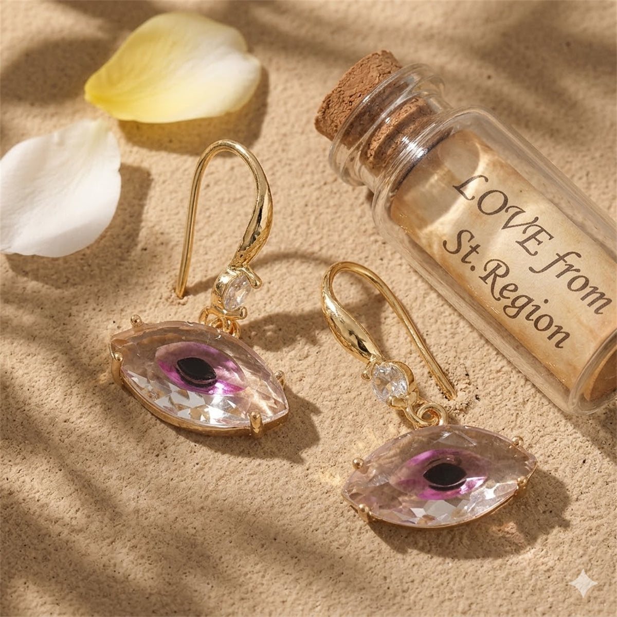 Pink Crystal & Cubic Zirconia Goldtone Eye Hook Earrings