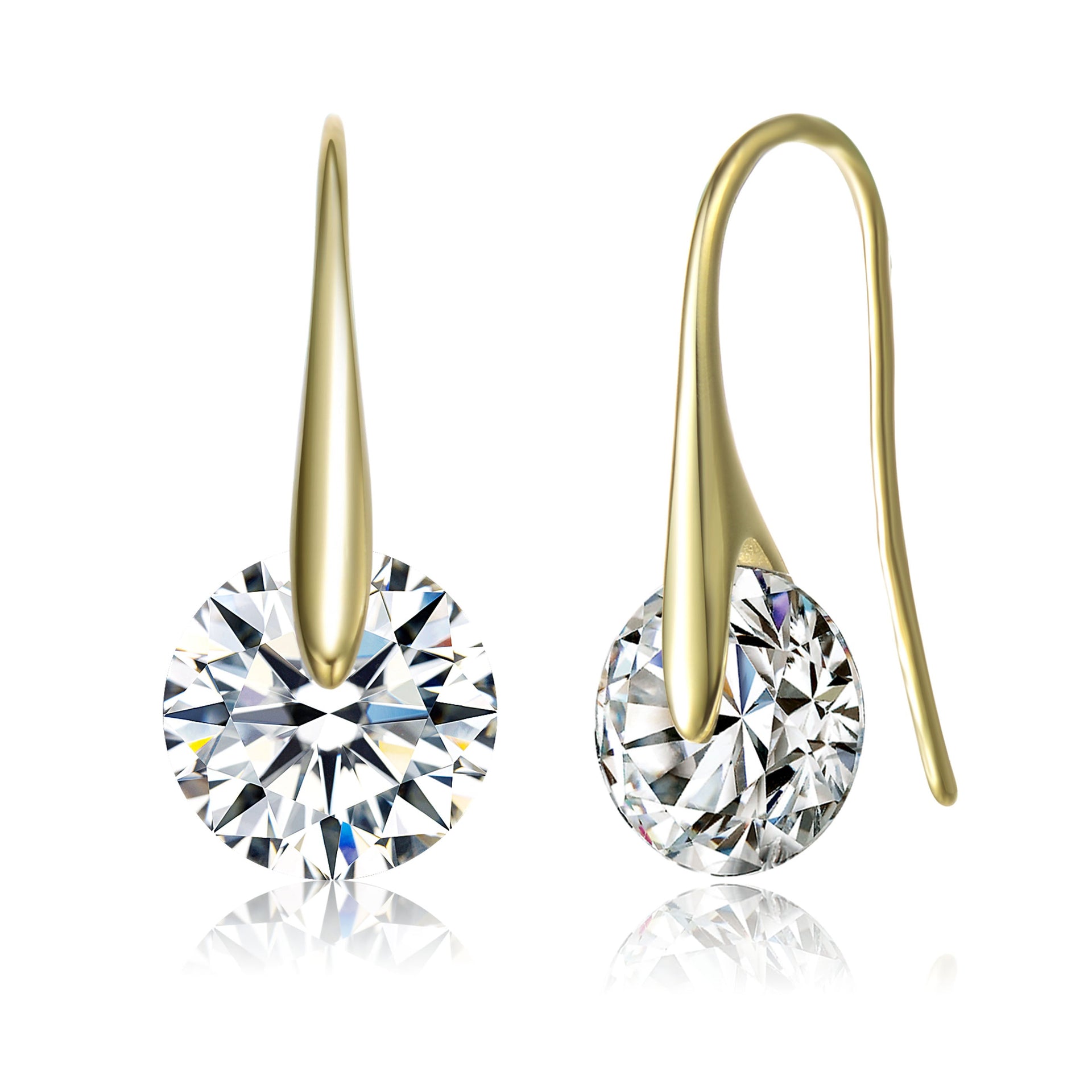Sterling Silver 14k Yellow Gold Plated with 8ctw Round Lab Created Moissanite Earrings