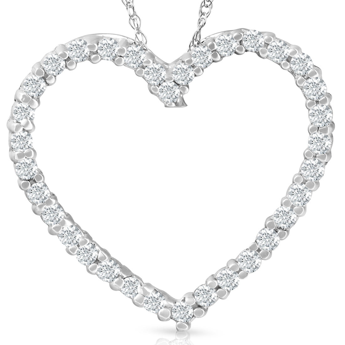 10K White Gold 1/2 CT Lab Grown Diamond Heart Pendant 18' Necklace