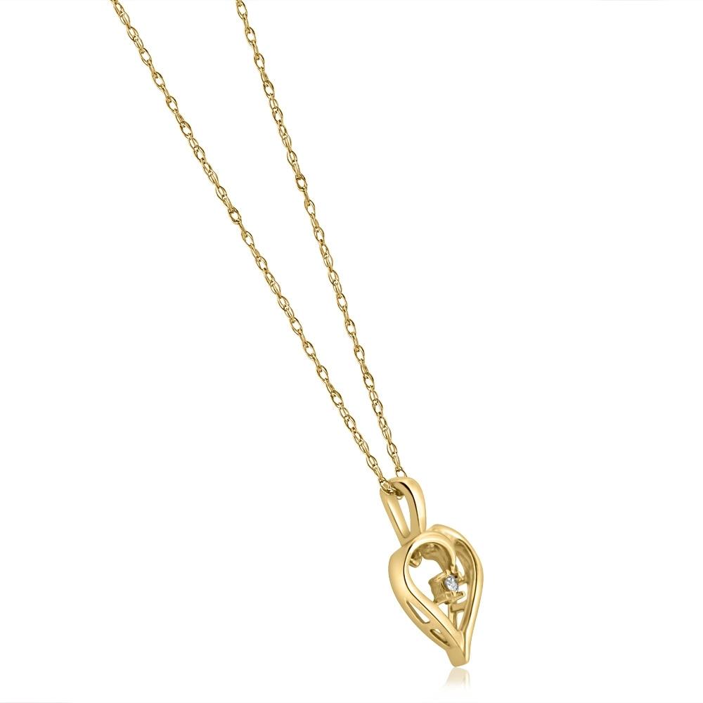 Heart Shaped Solitaire Diamond Pendant Necklace in 14k White Yellow or Rose Gold