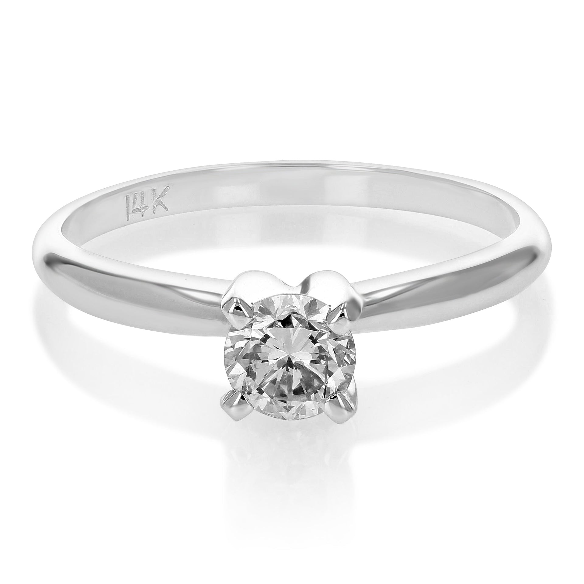 0.60 cttw SI2 Diamond Solitaire Engagement Ring 14K White Gold Round