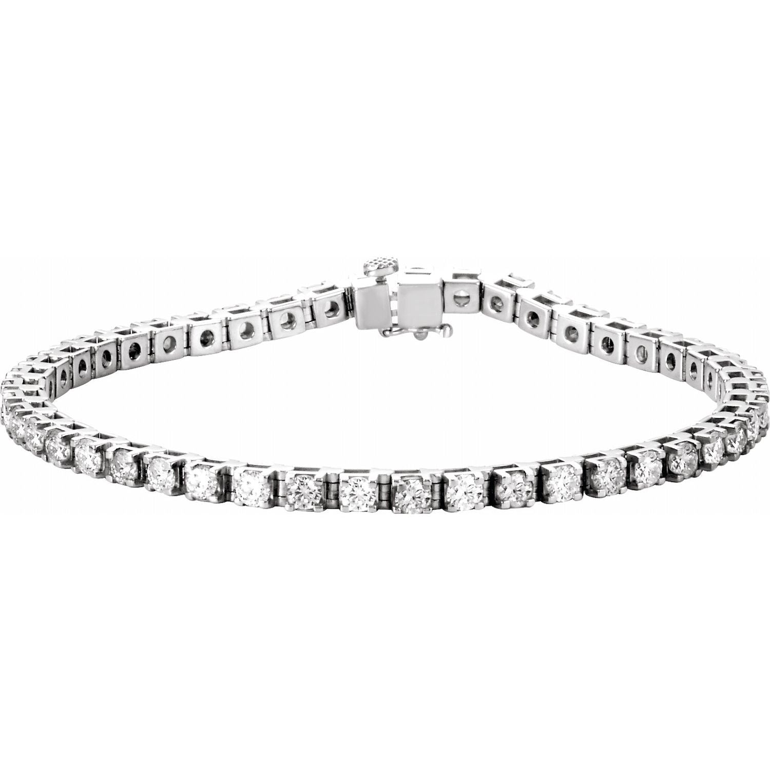 14k White Gold 4 3/4 Ctw Lab-grown Diamond Line Bracelet 7'