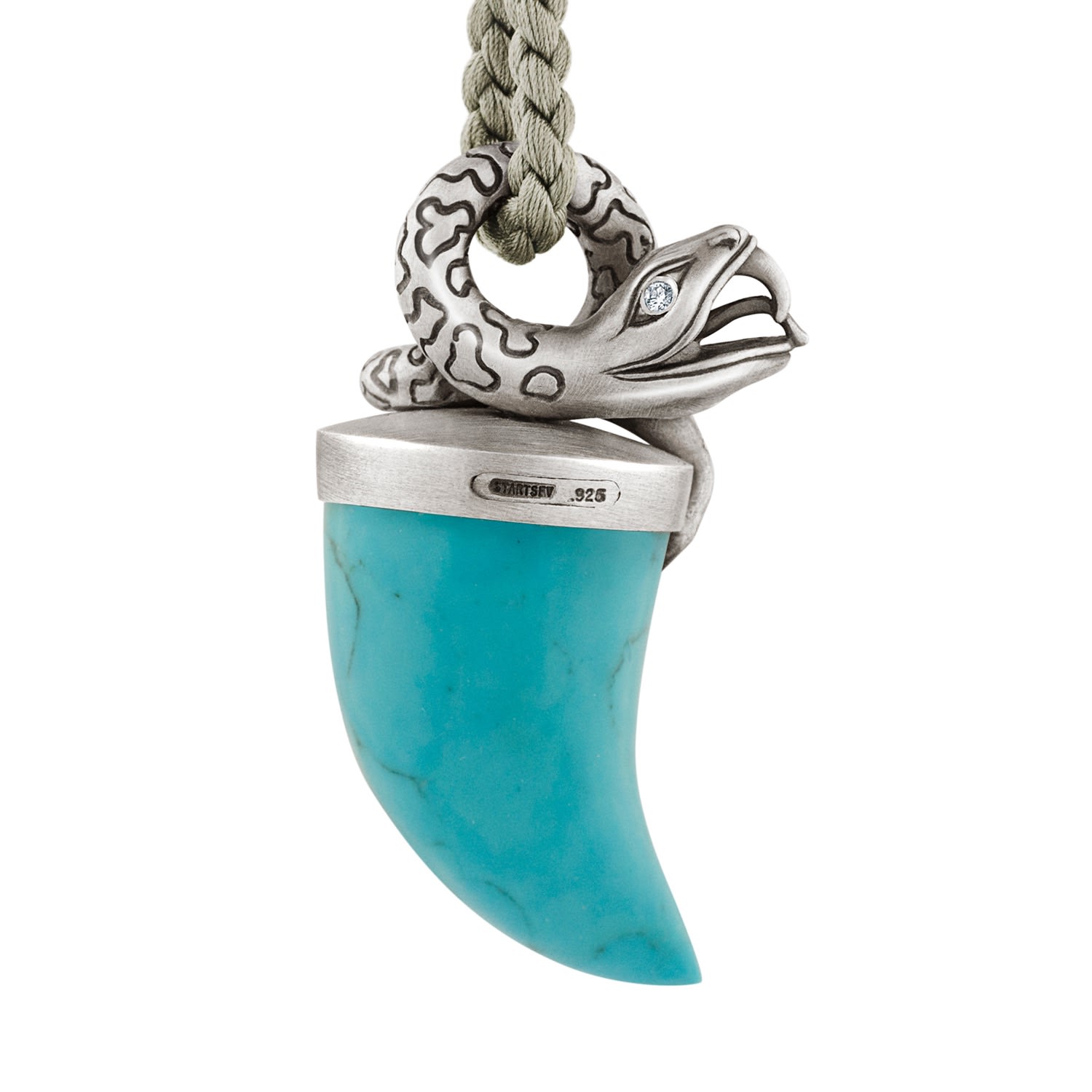 Snake Pendant Necklace With Turquoise Tusk