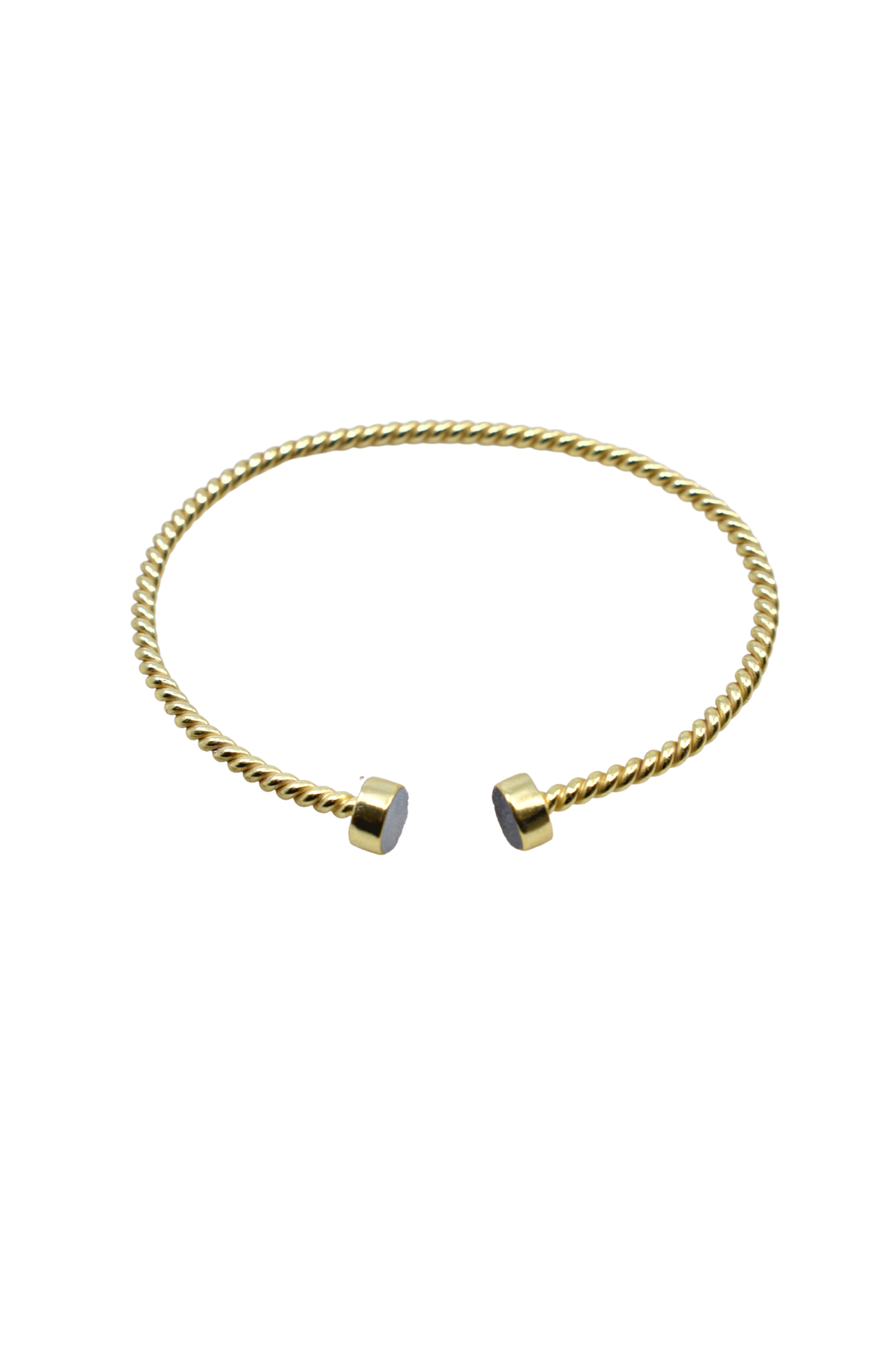 Twist Bangle Cuff with Grey Druzy