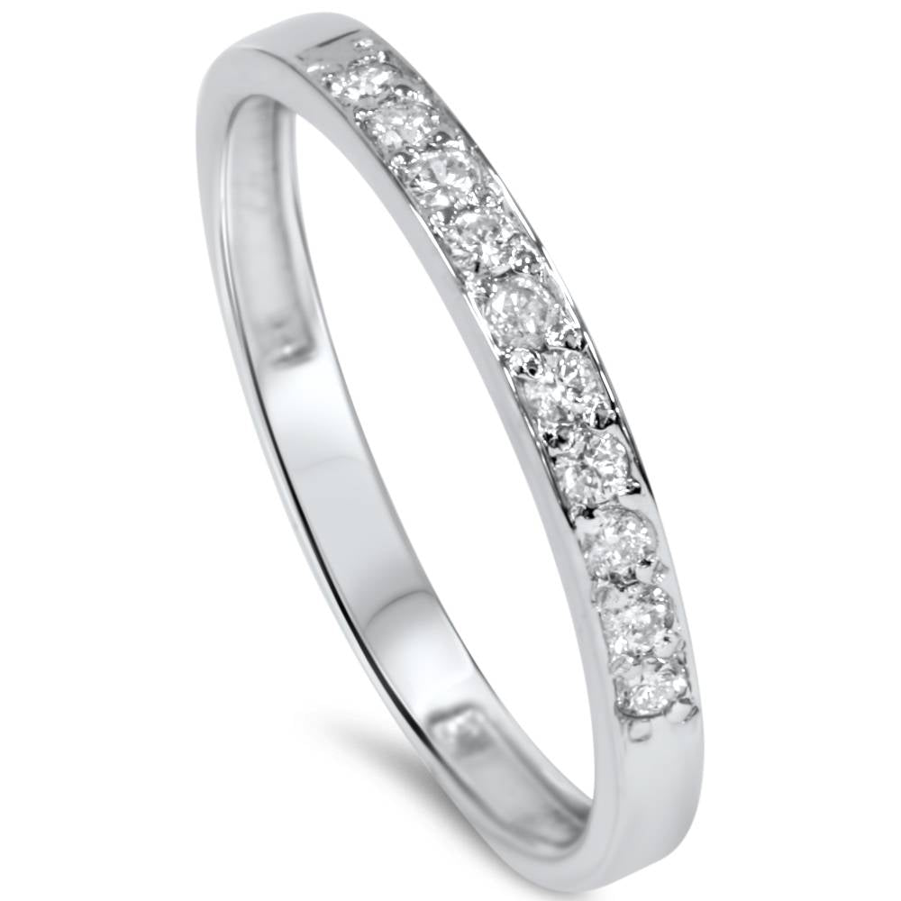1/4ct Diamond Stackable Wedding Ring 14K White Gold