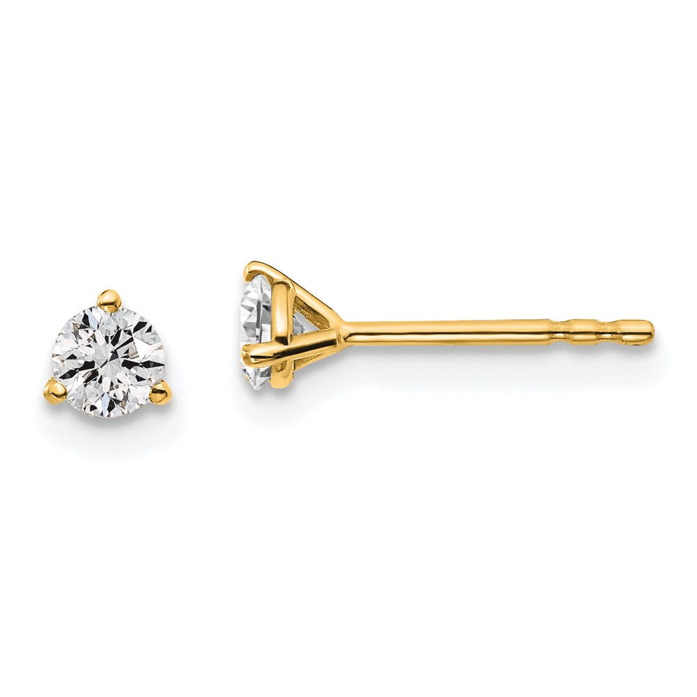 14k Yellow Gold 1/3 CT Round Lab Grown Diamond Stud Earrings VS Clarity D-E Color