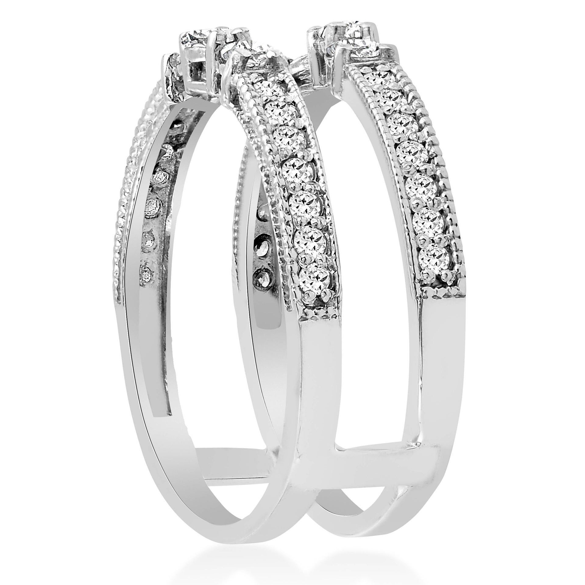 1/2 Carat 14k White Gold Round Diamond Wedding Band Enhancer Guard Ring