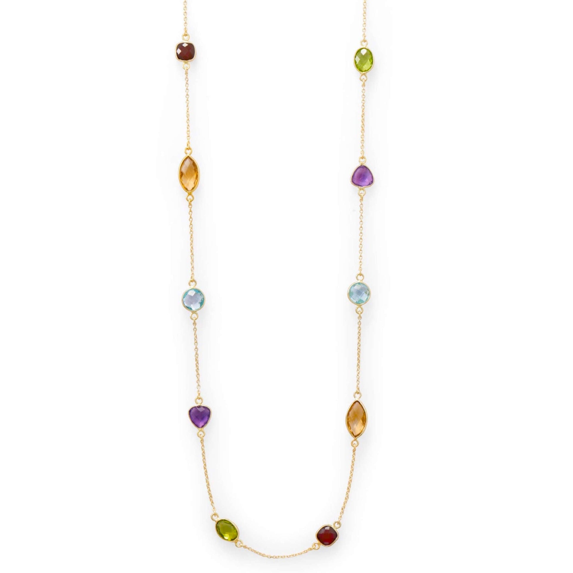 18k Gold Multi Gemstone Necklace