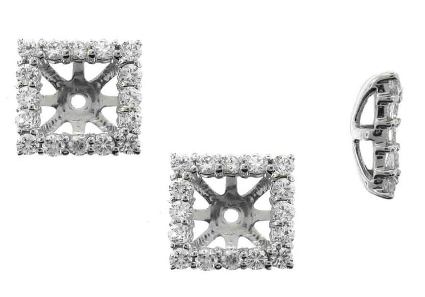 1 1/4ct Princess Cut Diamond Halo Earring Jackets White Gold (5.5-6mm)