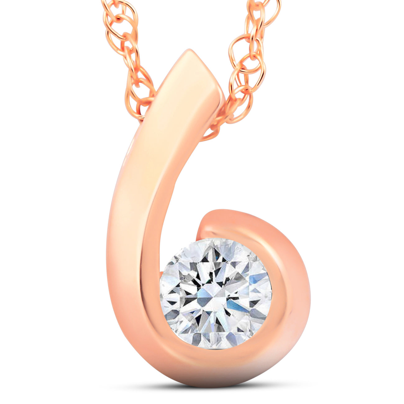 1/4ct Diamond Pendant 14K Rose Gold