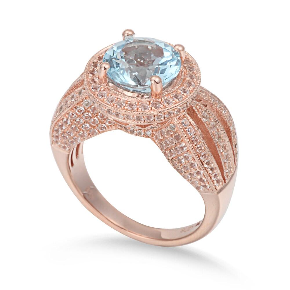 Suzy Levian Sterling Silver 5.23 TCW Blue Topaz Ring