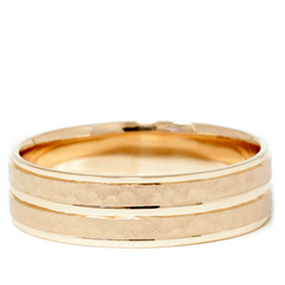 14K Yellow Gold Hammered Comfort Fit Wedding Band Ring Size Selectable
