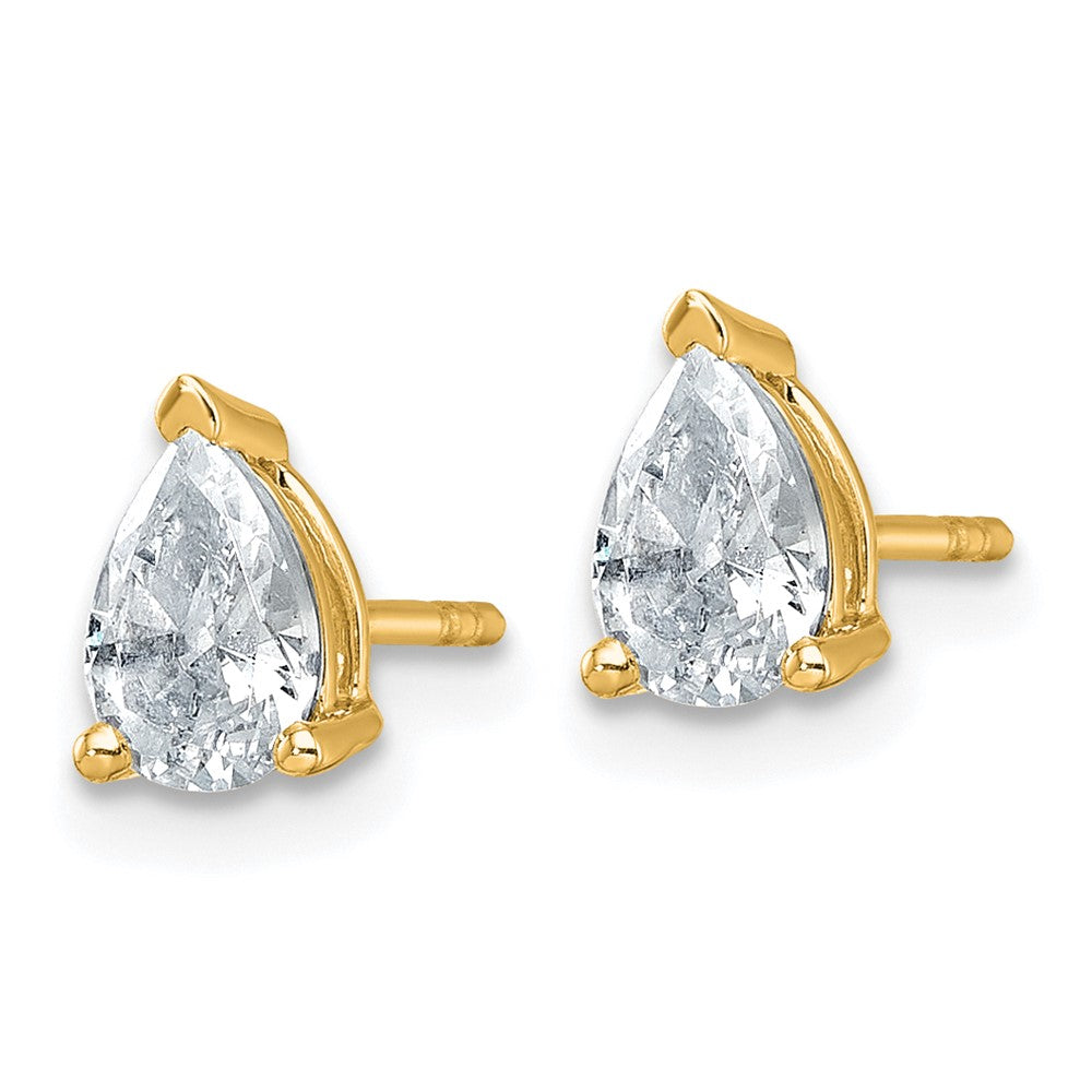14k Gold 1 CT Pear Lab Grown Diamond Stud Earrings VS Clarity G-H Color