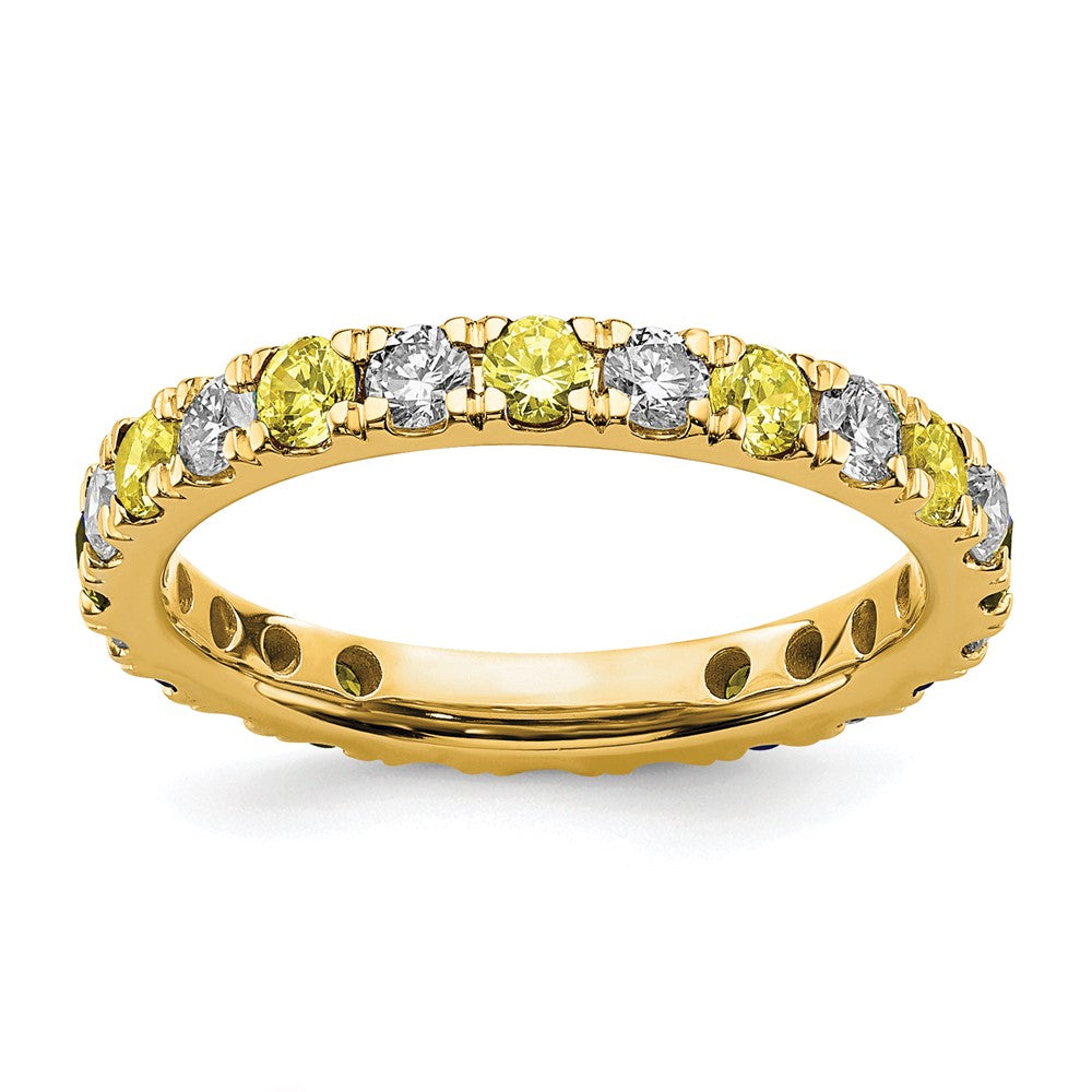 14k Yellow Gold Lab Grown Diamond & Yellow Sapphire Eternity Wedding Band Ring 0.7ct Clarity- VS Color- G-H