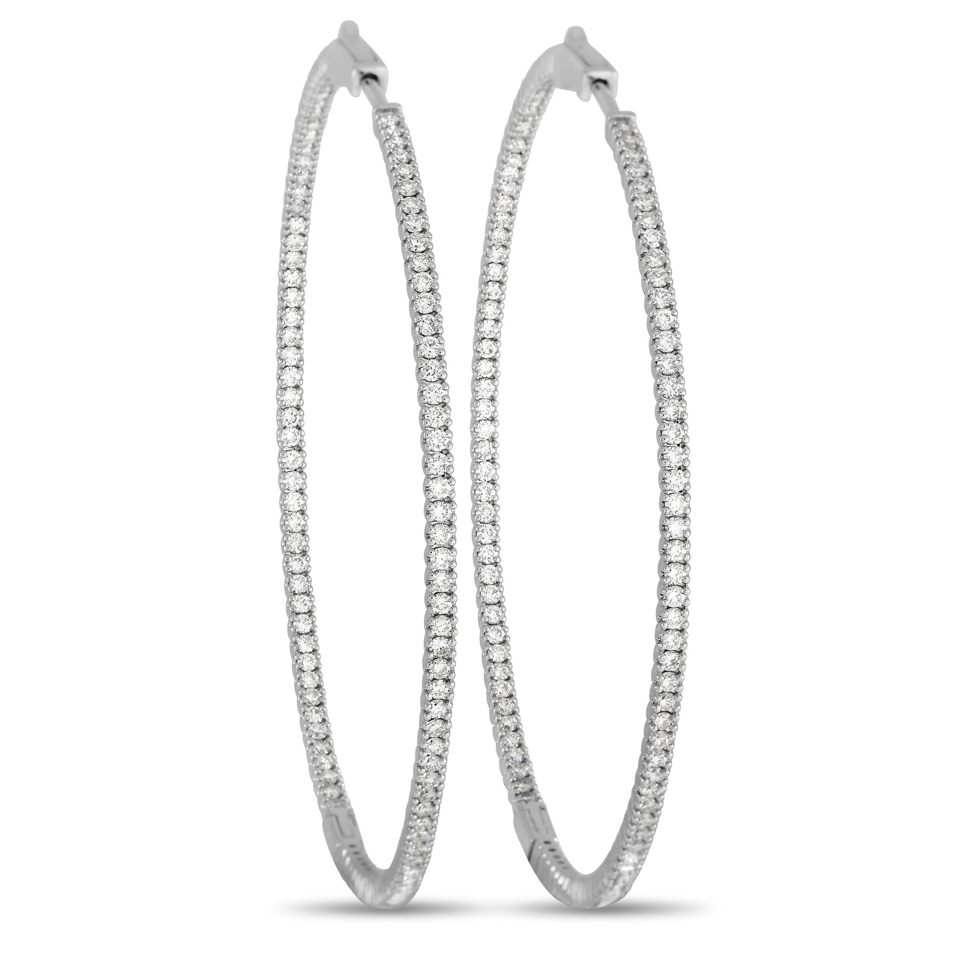 LB Exclusive 14K White Gold 2.31 ct Diamond Inside Out Hoop Earrings K5024E84