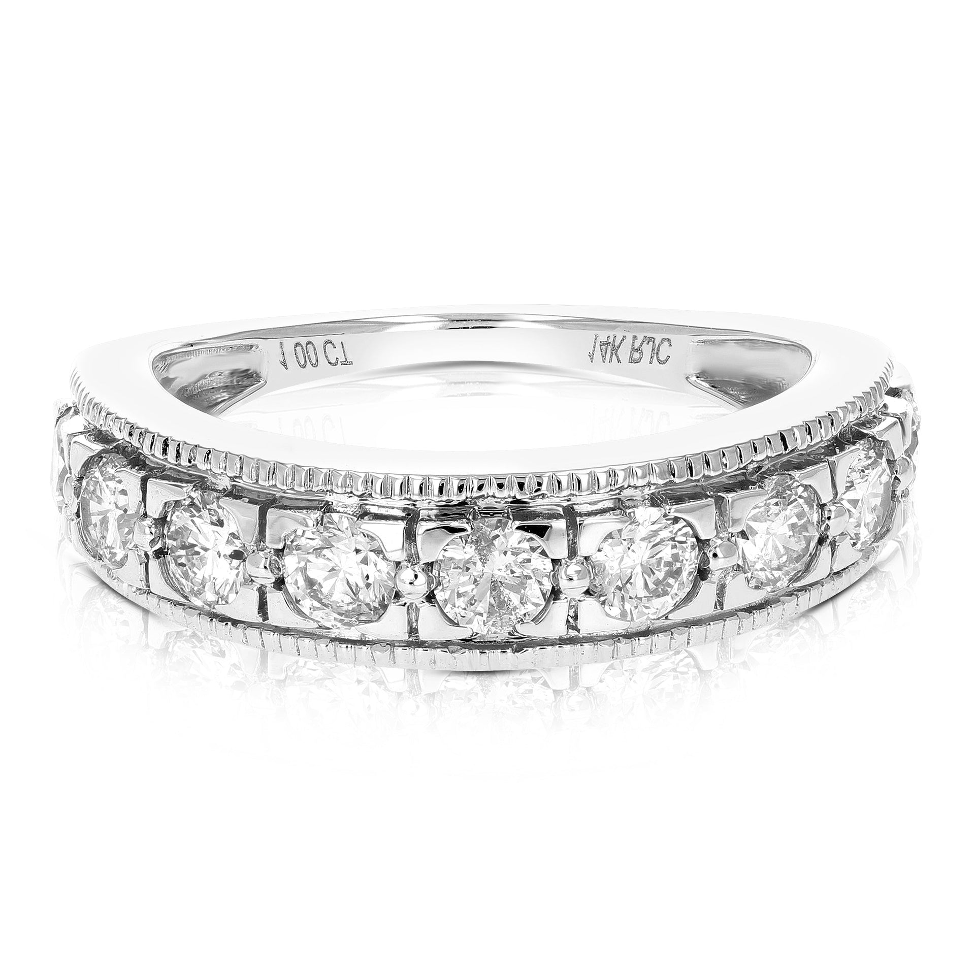 1/2 cttw Diamond Wedding Band For Women, Milgrain Diamond Wedding Band in 14K White Gold Prong Set
