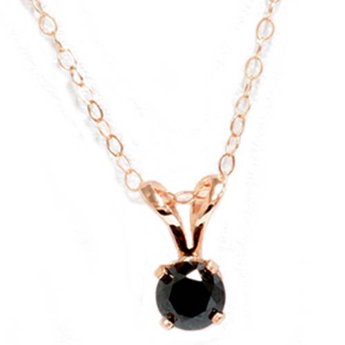 5/8ct Black Diamond Solitaire Pendant Necklace 14K Gold